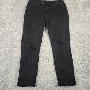 Judy Blue Jeans Womens 9/29‎ Black Slim Straight Raw Hem Stretch Distressed
